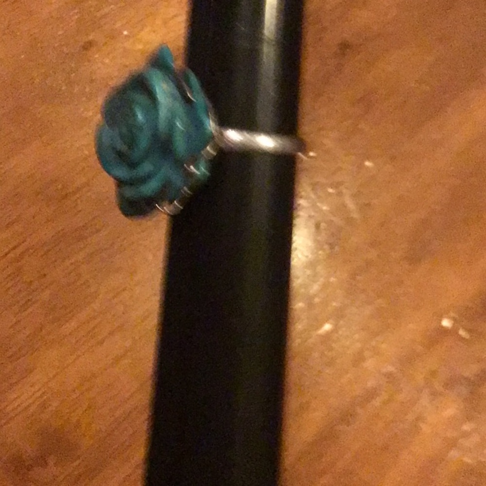 GORGEOUS 925 STAMPED ROSE 🌹 FLOWER TURQUOISE RING - Picture 2 of 6